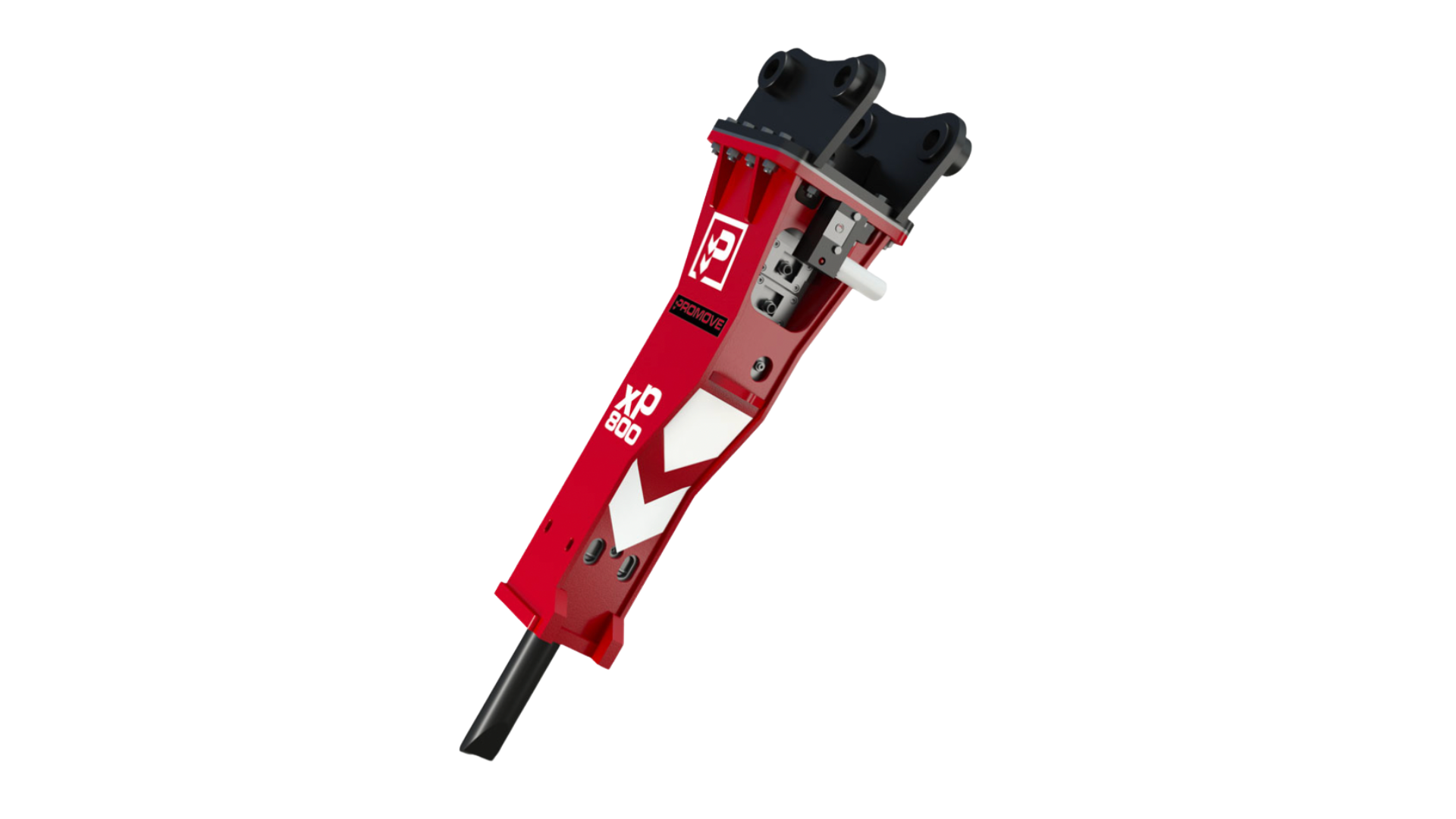 Brise-roche hydraulique Promove xP 800 — Brise-roche moyen-lourd 630 kg pour pelles 8–18 t. Haute performance avec 3 602 J et contre-pression 25 bar.