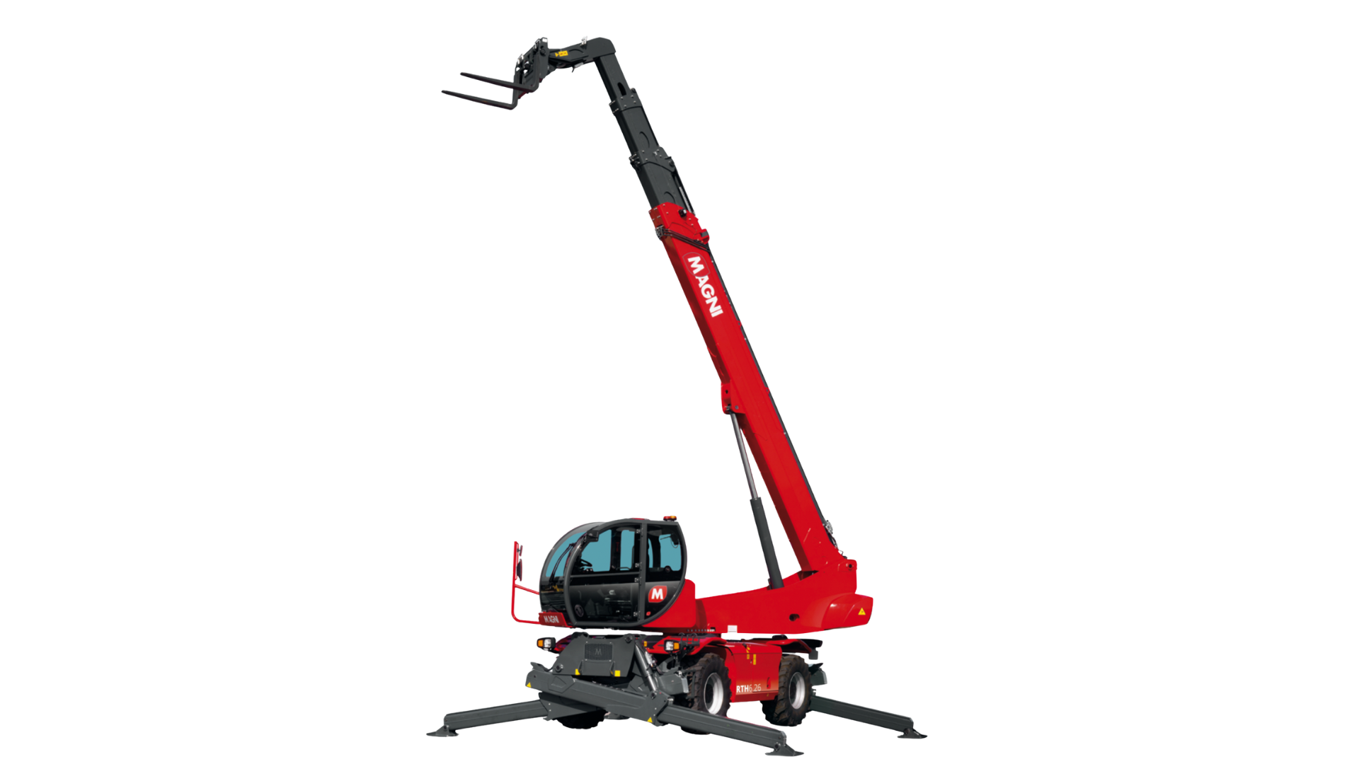 Téléhandler rotatif Magni RTH 6.26 — Téléhandler rotatif 6 tonnes à 26m de hauteur, haute capacité pour les chantiers industriels lourds.