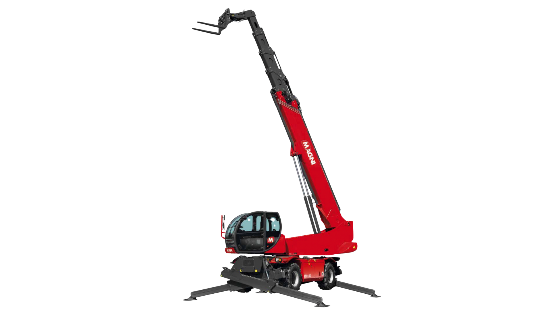 Téléhandler rotatif Magni RTH 8.35 — Téléhandler rotatif 8 tonnes à 35m, le fleuron de la gamme RTH pour les chantiers les plus exigeants.
